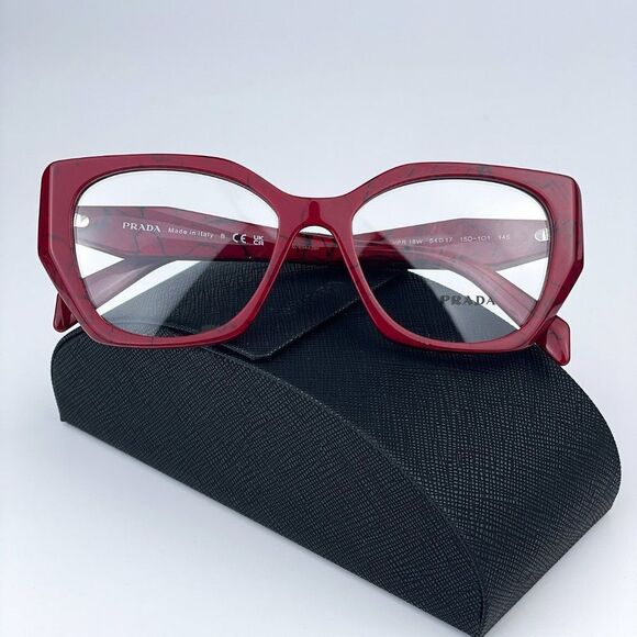 NEW Prada PR18WV 15D1O1 Etruscan Red MarbleCat Eye Women Eyeglasses